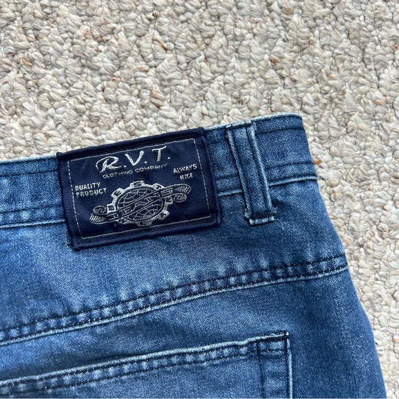 RVT Bootcut Blue Jeans Juniors 19 High Rise Medium Wash Denim Relaxed Flared - Picture 5 of 11